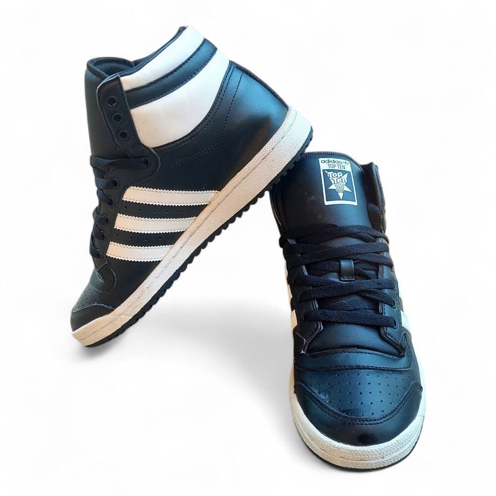 Adidas Top Ten Retro Black White Size 7 Men's Basketball Sneakers - Picture 3 of 10